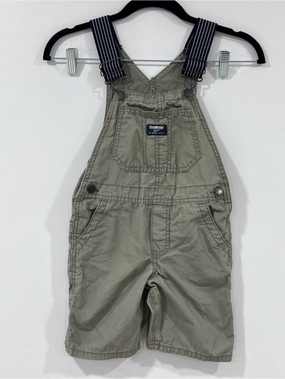 OshKosh B'gosh Olive Green Overalls with White Trim